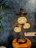 Lampe mosaïque rouge et or – Éclat chaleureux