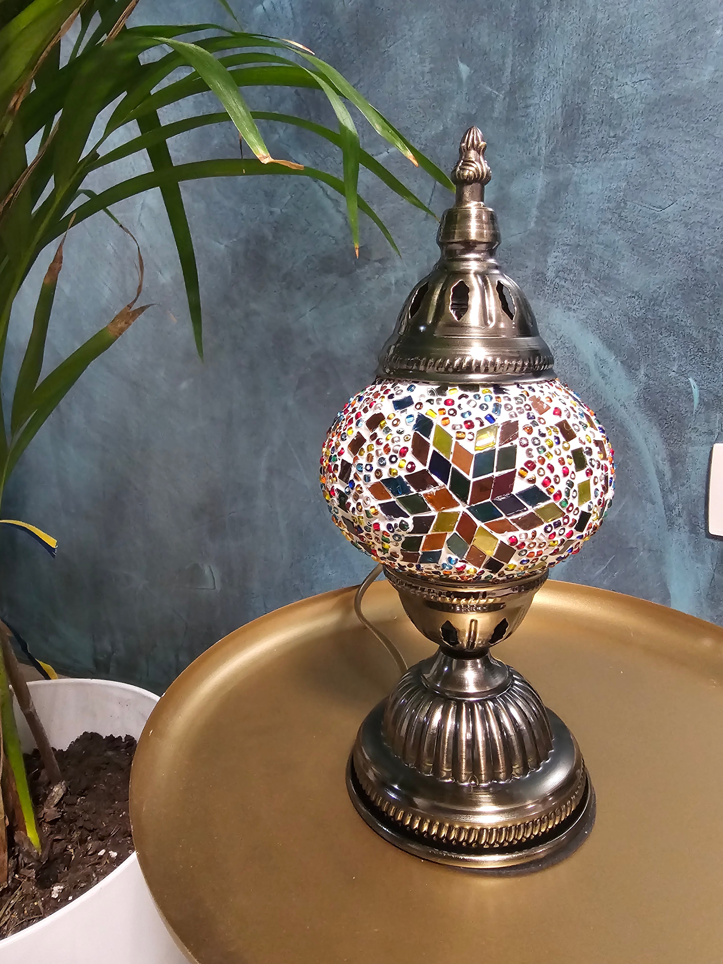 Lampe mosaïque orientale – Globe unique – Couleurs chaudes