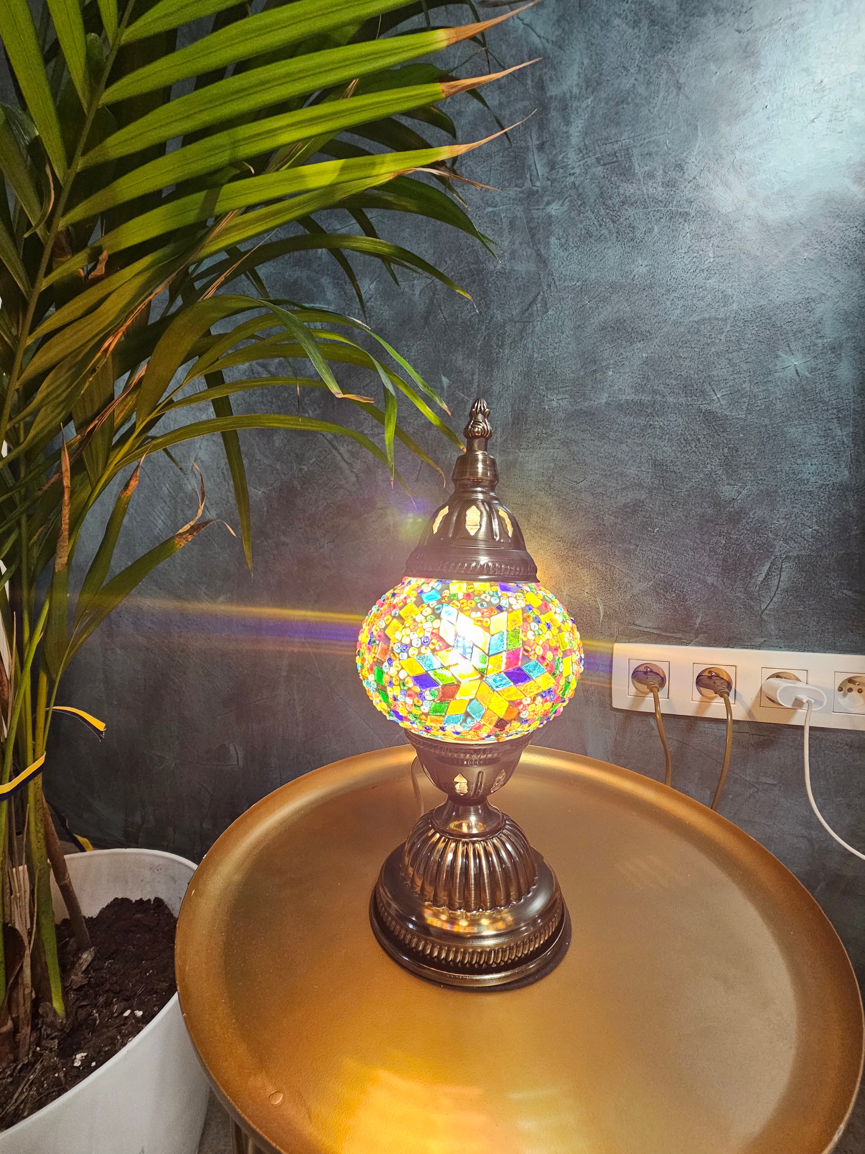 Lampe mosaïque orientale – Globe unique – Couleurs chaudes