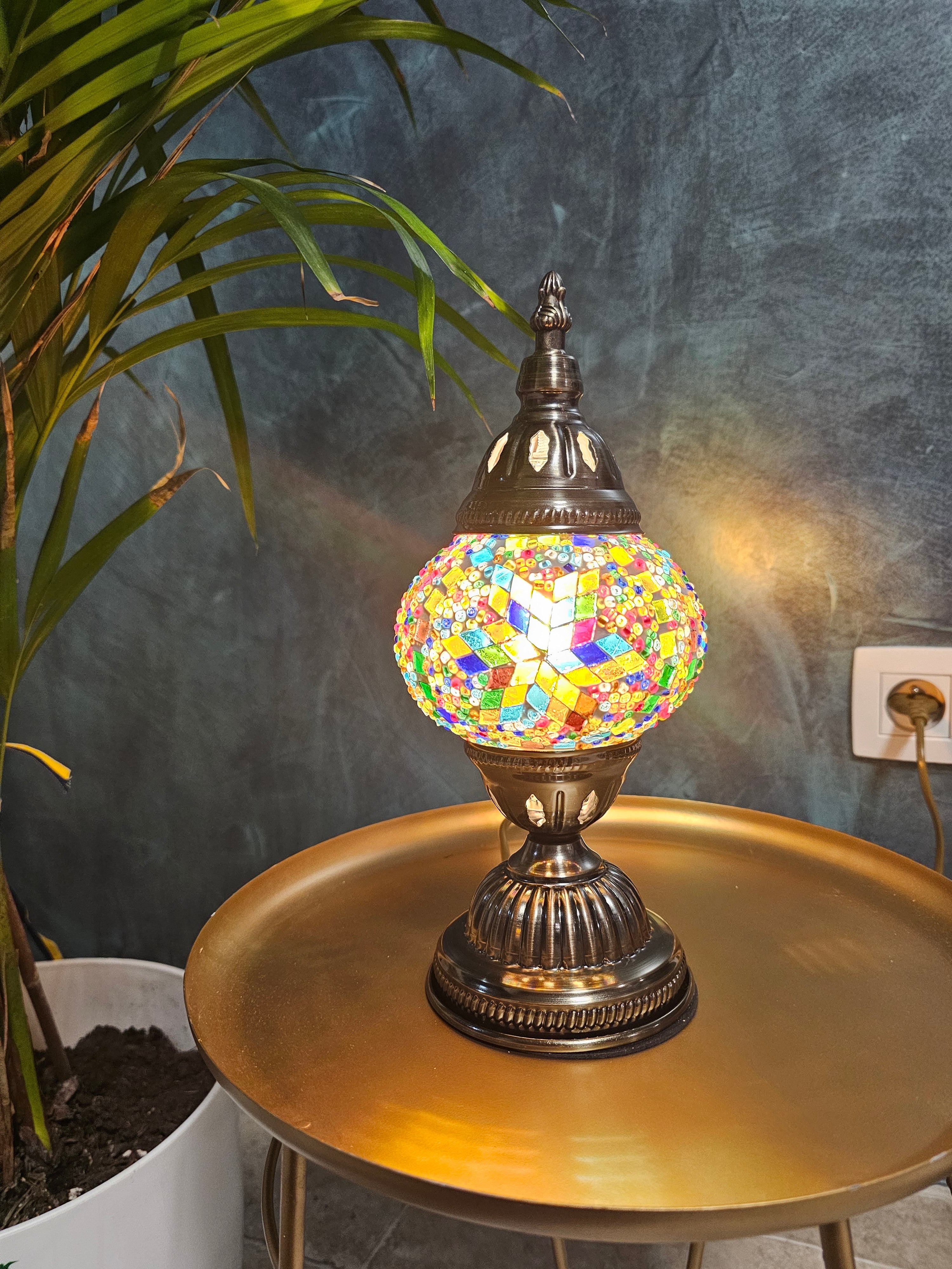 Lampe mosaïque orientale – Globe unique – Couleurs chaudes