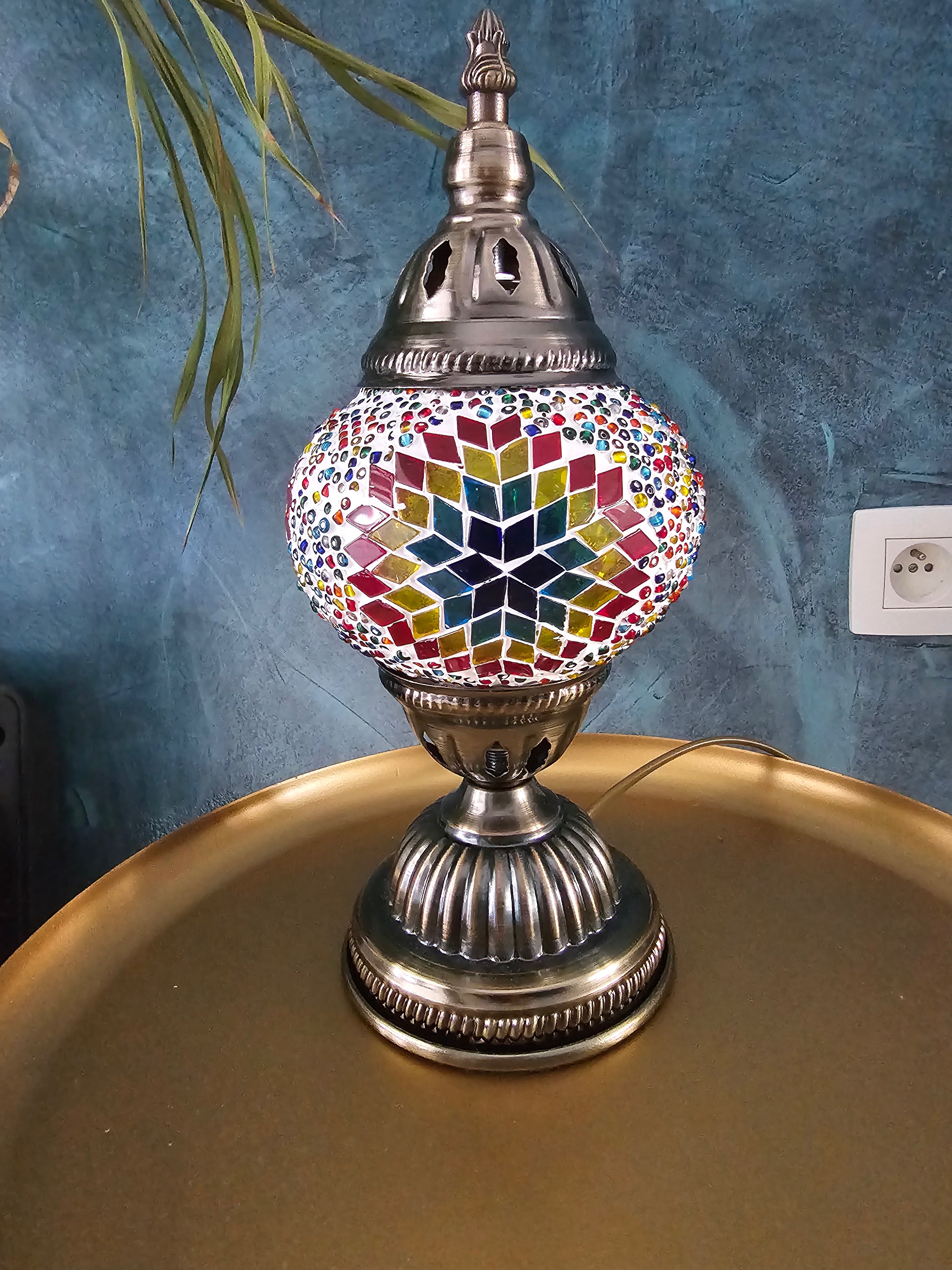 Lampe mosaïque turque – 1 globe multicolore – 28 cm