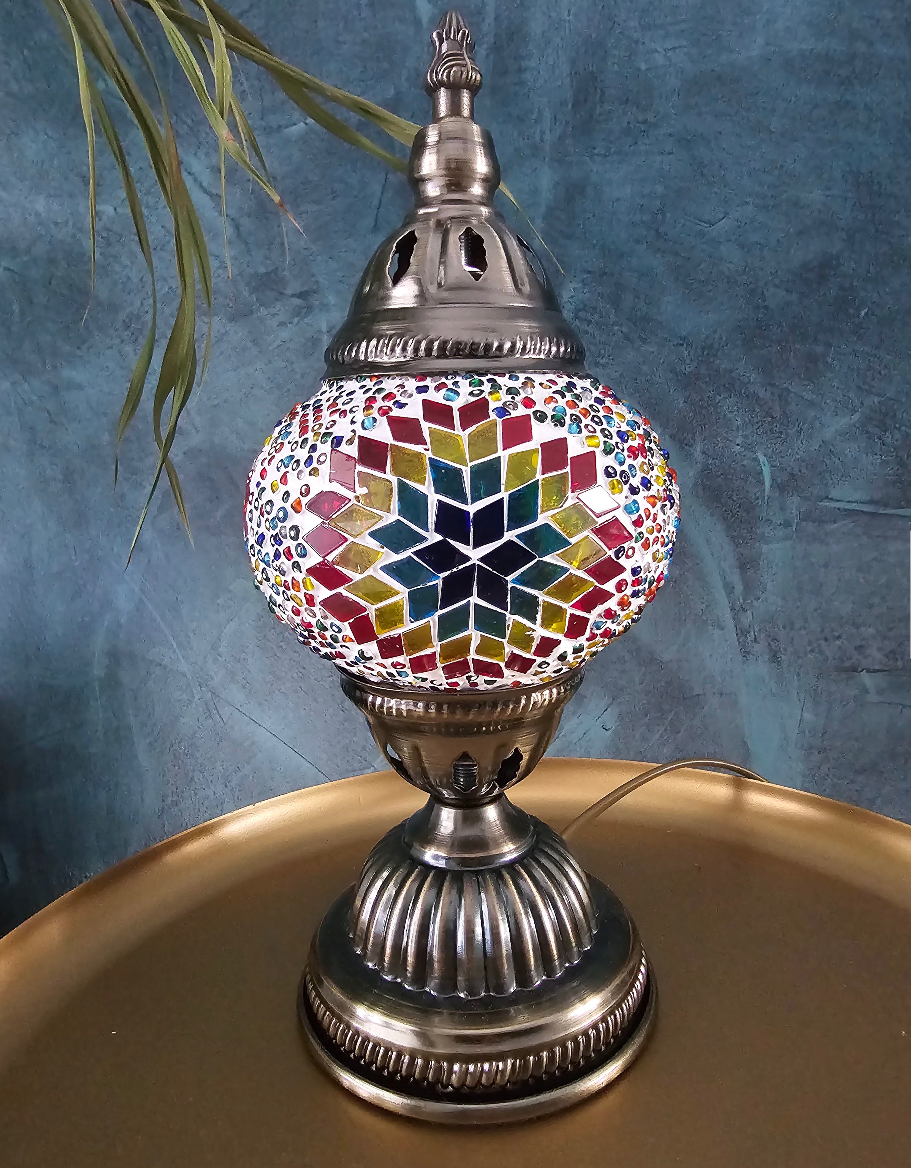 Lampe mosaïque turque – 1 globe multicolore – 28 cm