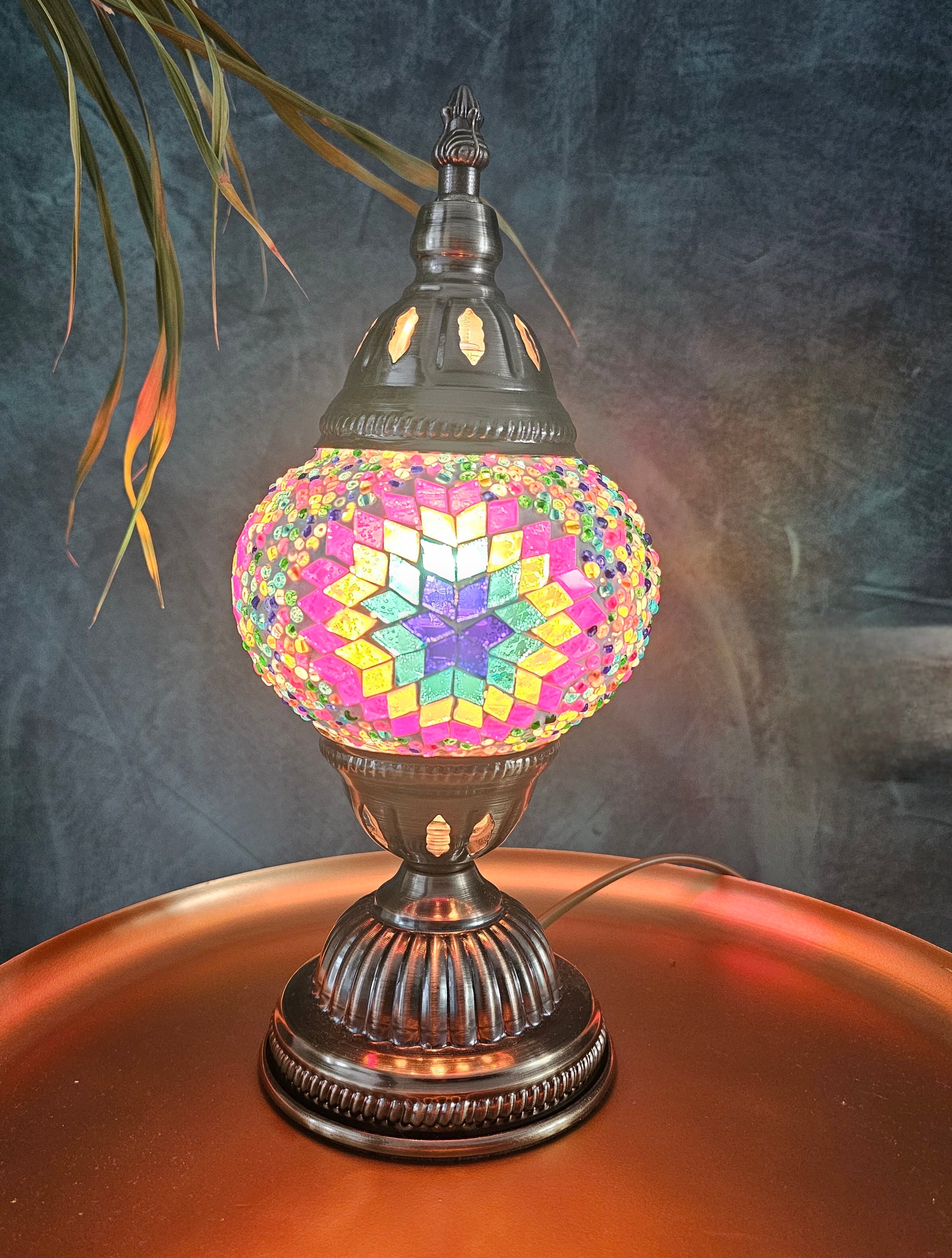 Lampe mosaïque turque – 1 globe multicolore – 28 cm