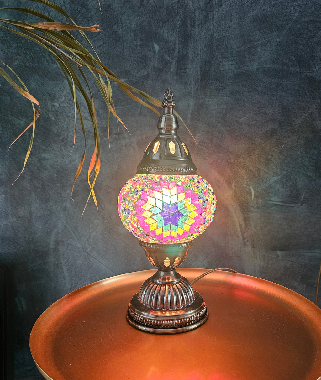 Lampe mosaïque turque – 1 globe multicolore – 28 cm