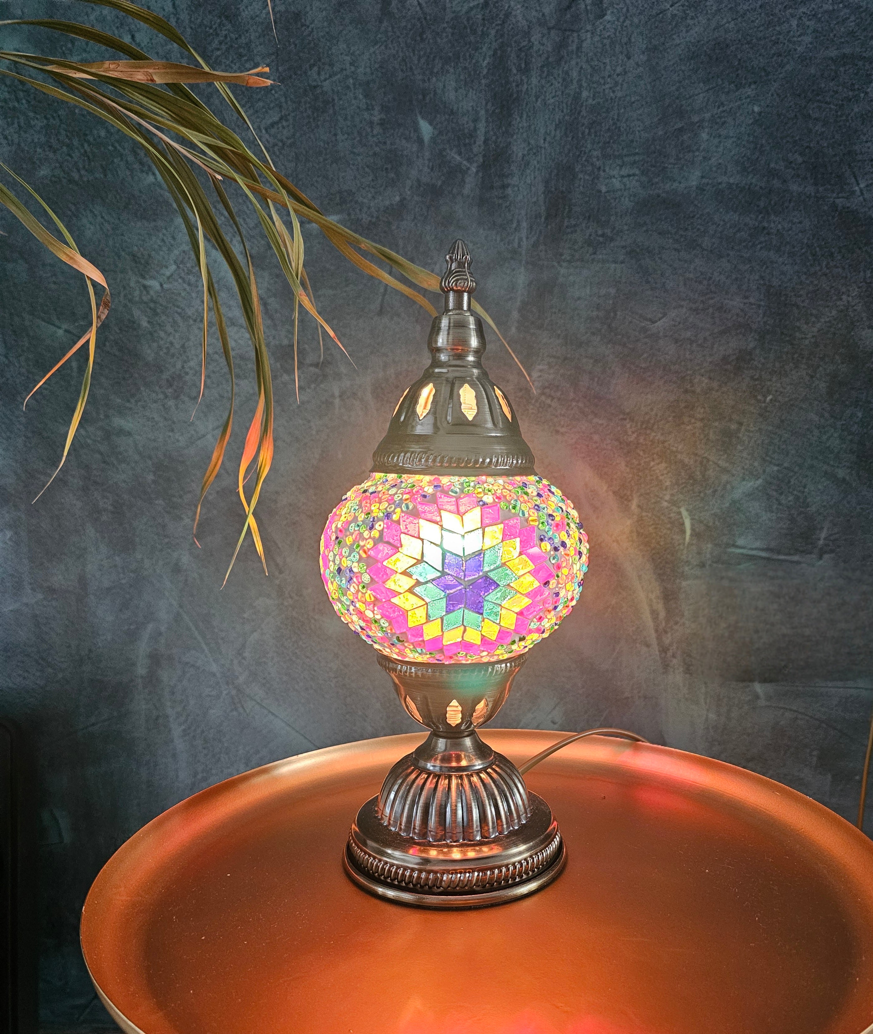 Lampe mosaïque turque – 1 globe multicolore – 28 cm