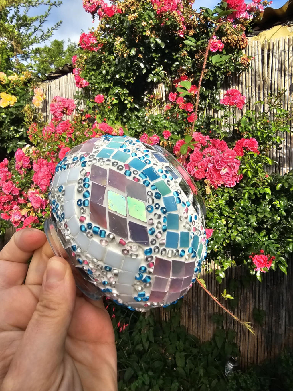 Lampe Turque Artisanale en Verre Mosaïque – 28 cm | Prise Européenne