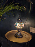 Lampe Turque Artisanale en Verre Mosaïque – 28 cm | Prise Européenne