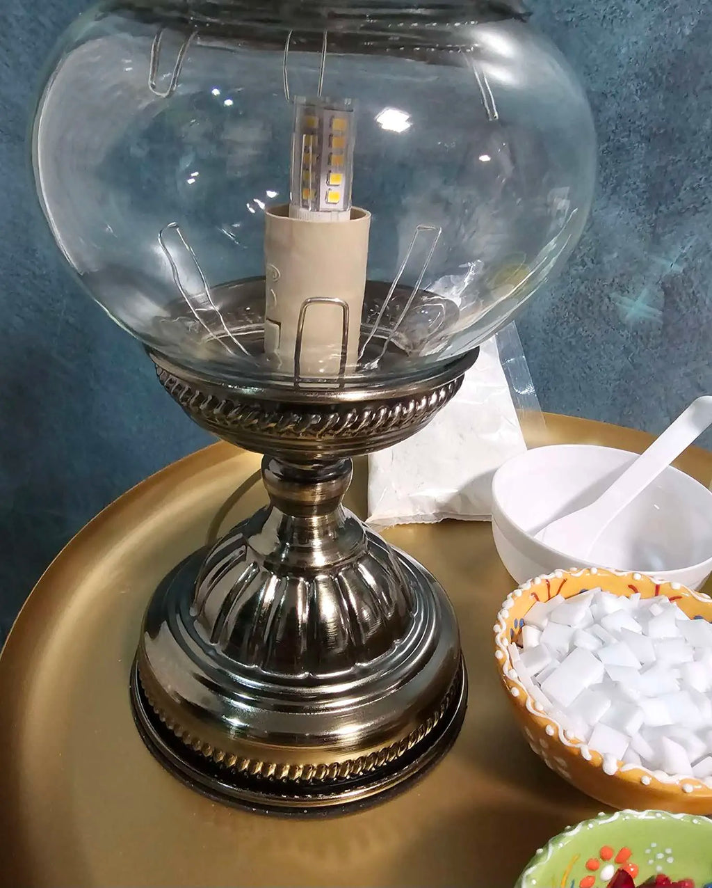 Lampe théière mosaïque orientale artisanale avec motifs traditionnels turcs Belgique