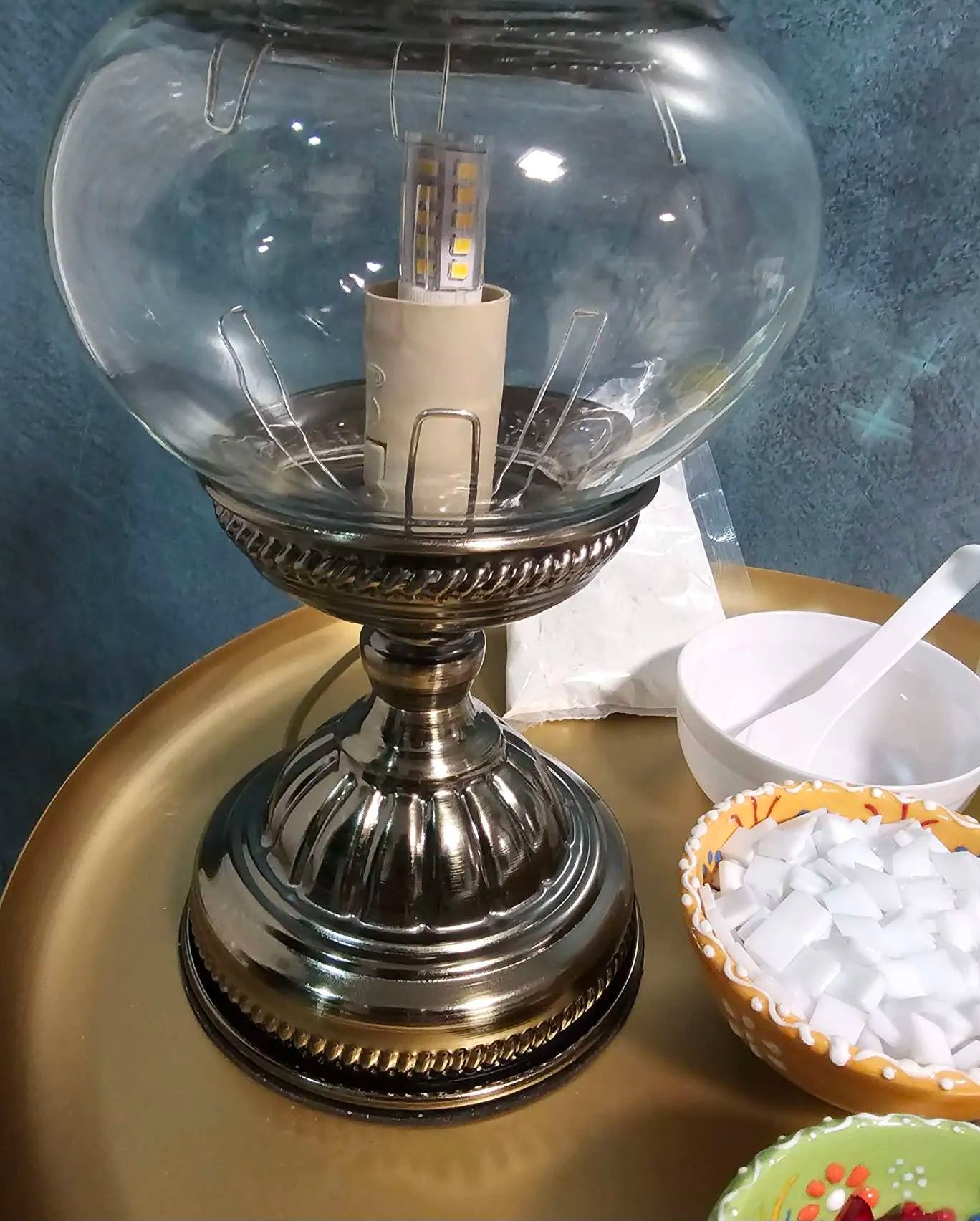 Lampe théière mosaïque orientale artisanale avec motifs traditionnels turcs Belgique