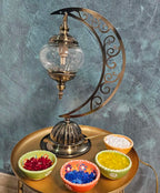 Lampe lune mosaïque artisanale avec tesselles de verre colorées création MOSAÏC DREAM Belgique