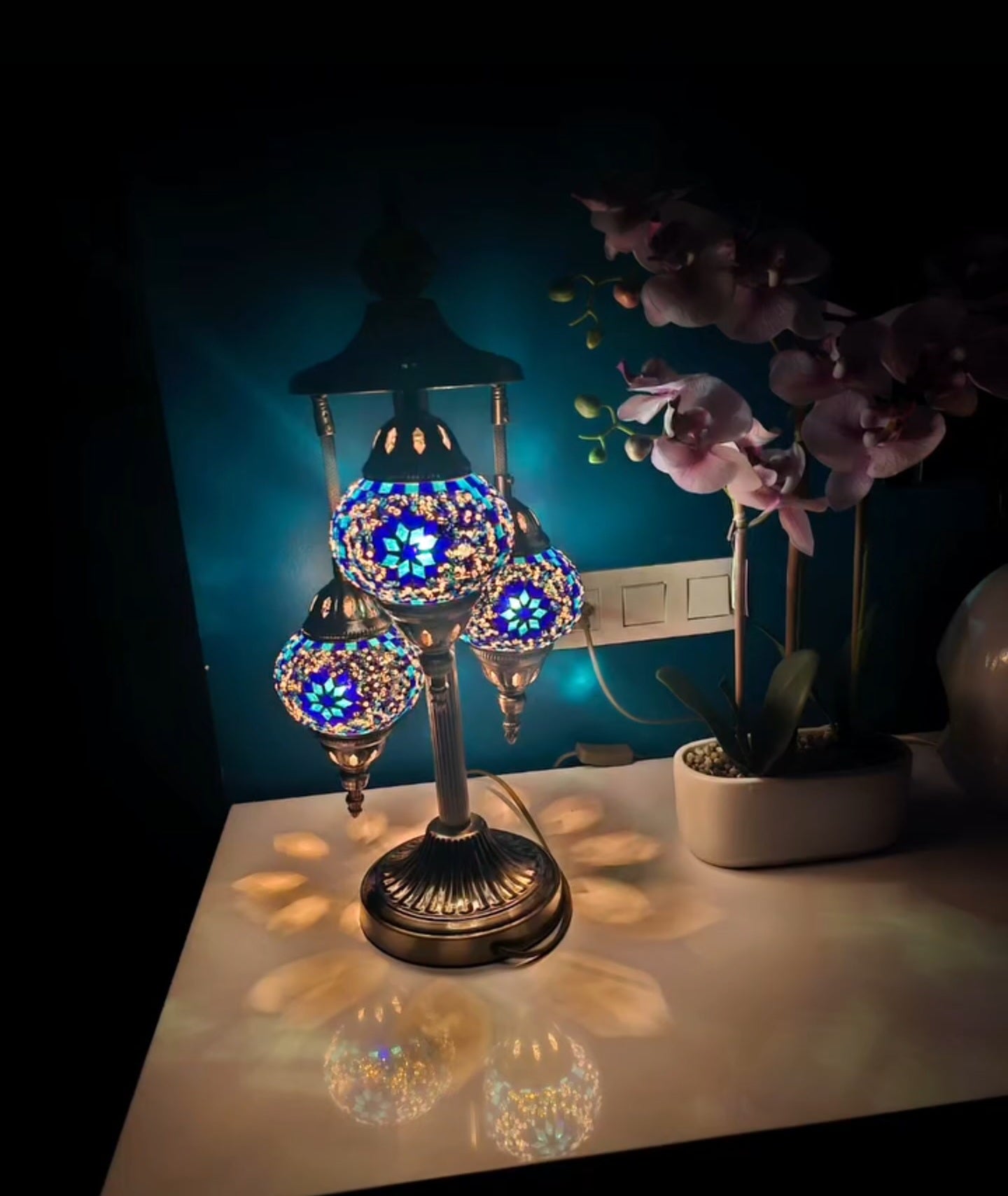 Lampe mosaïque bleue – Sérénité orientale