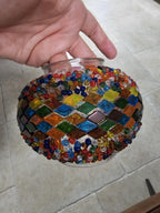 Lampe mosaïque artisanale – Éclat multicolore – 28 cm