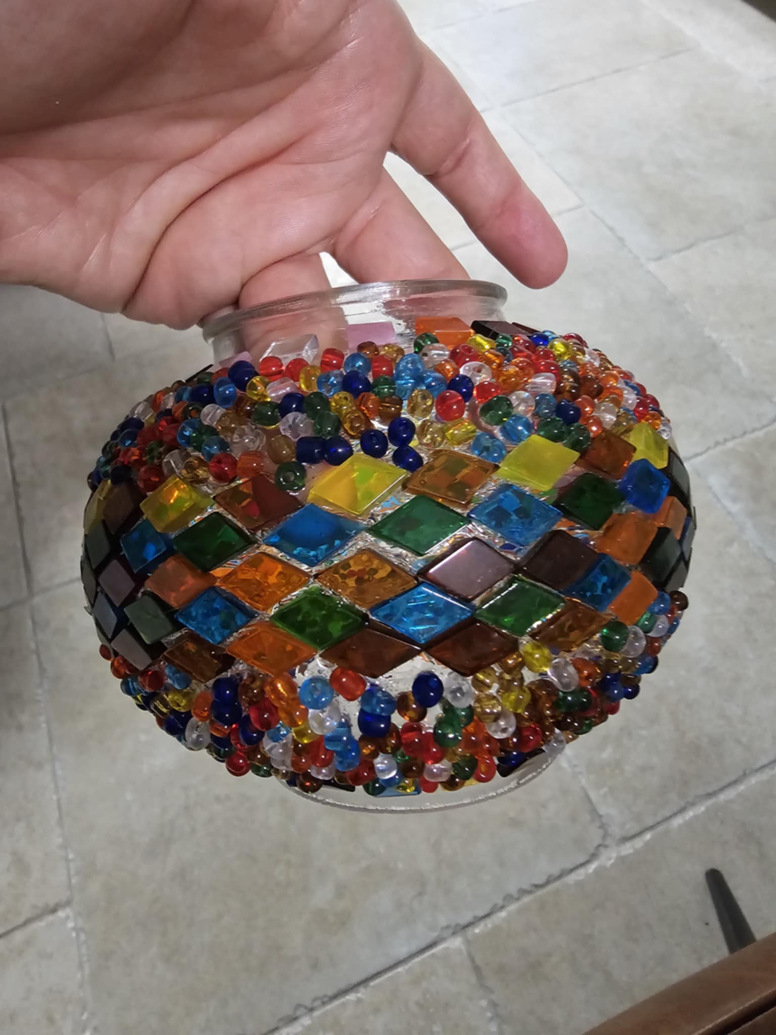 Lampe mosaïque artisanale – Éclat multicolore – 28 cm