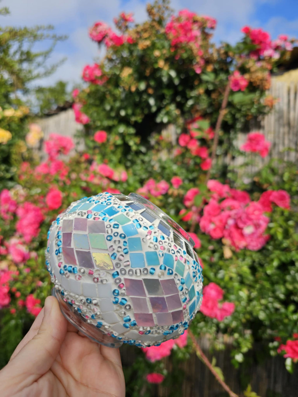 Lampe Turque Artisanale en Verre Mosaïque – 28 cm | Prise Européenne