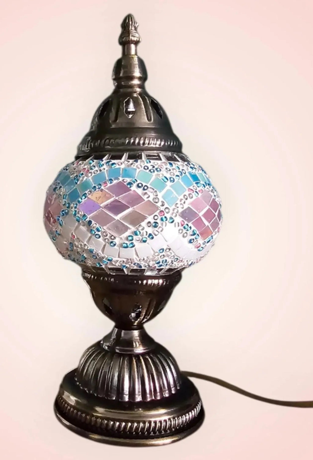 Lampe mosaïque turque 28cm multicolore artisanat authentique
