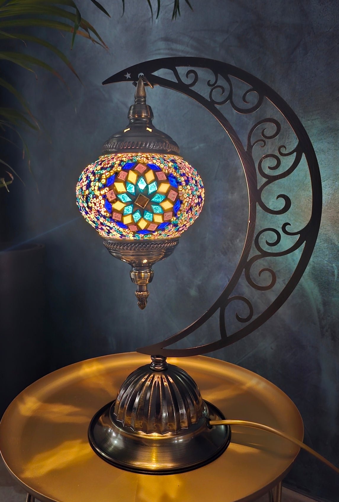 Lampe mosaïque turque authentique verre coloré artisanat