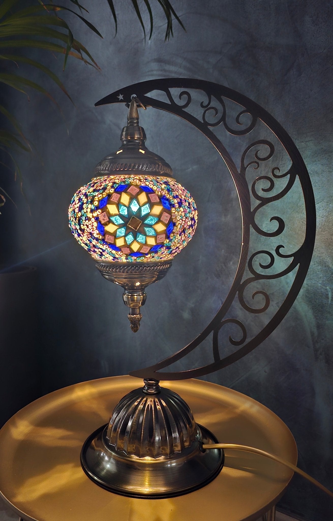 Lampe mosaïque turque artisanale vue complète authentique