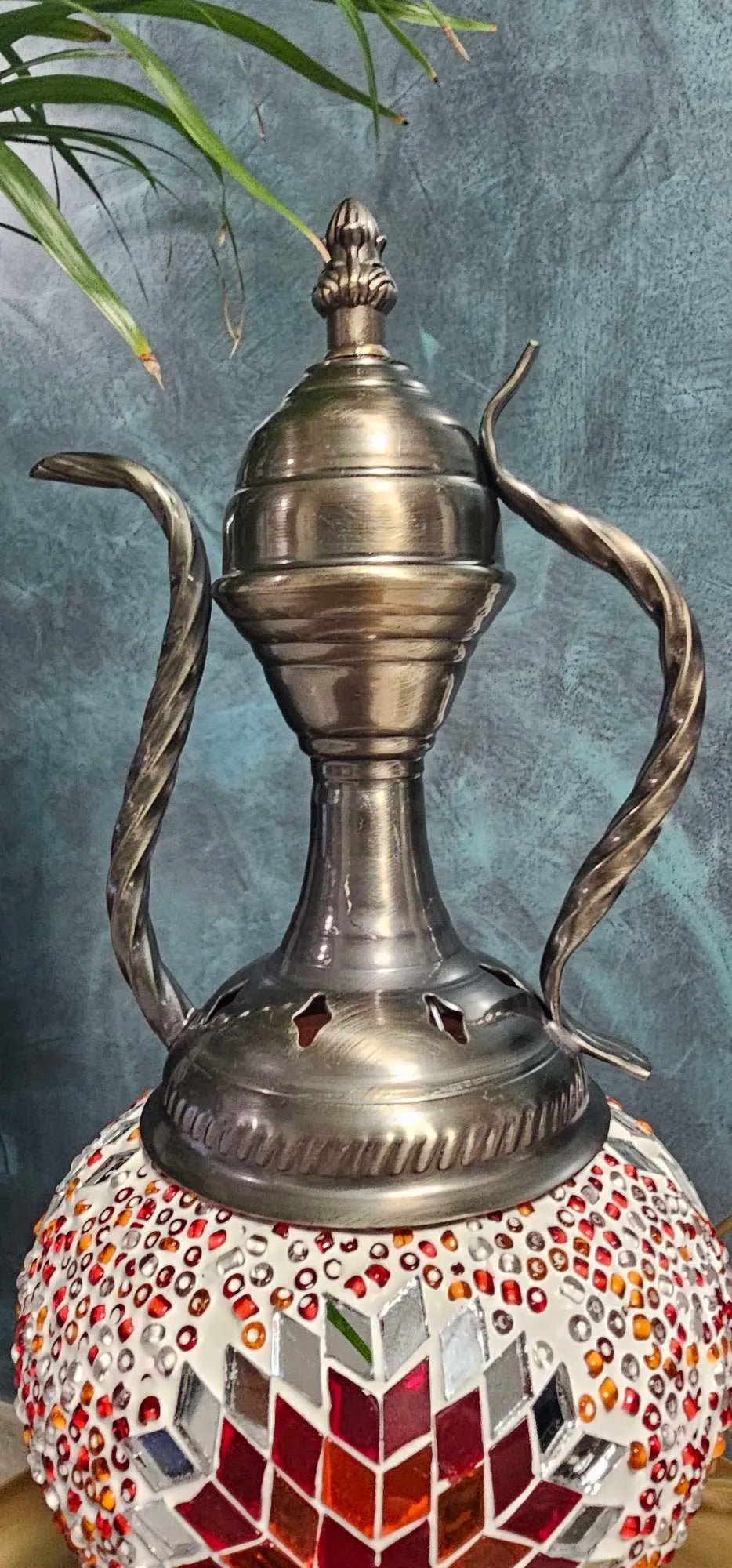 Chapeau métallique lampe mosaïque turque en forme de théière 