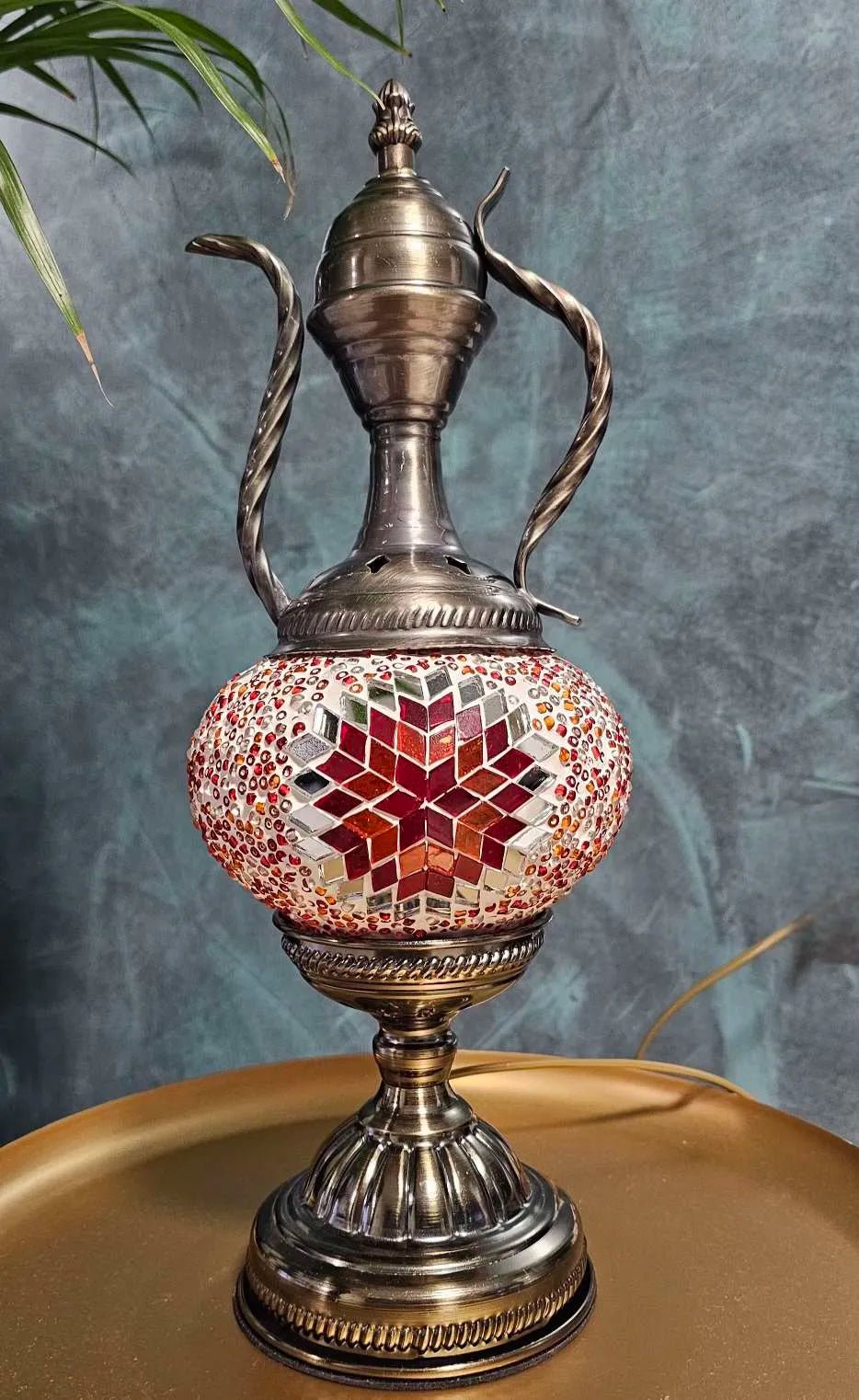 Lampe mosaïque turque en forme de théière fait main artisanal 