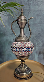 Lampe veilleuse mosaïque multicolore création artisanale belge