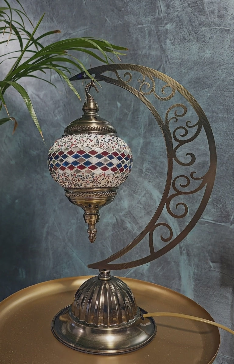 Vidéo lampe lune mosaïque veilleuse allumée ambiance