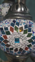 Lampe mosaïque bleue et ambre – Harmonie et éclat