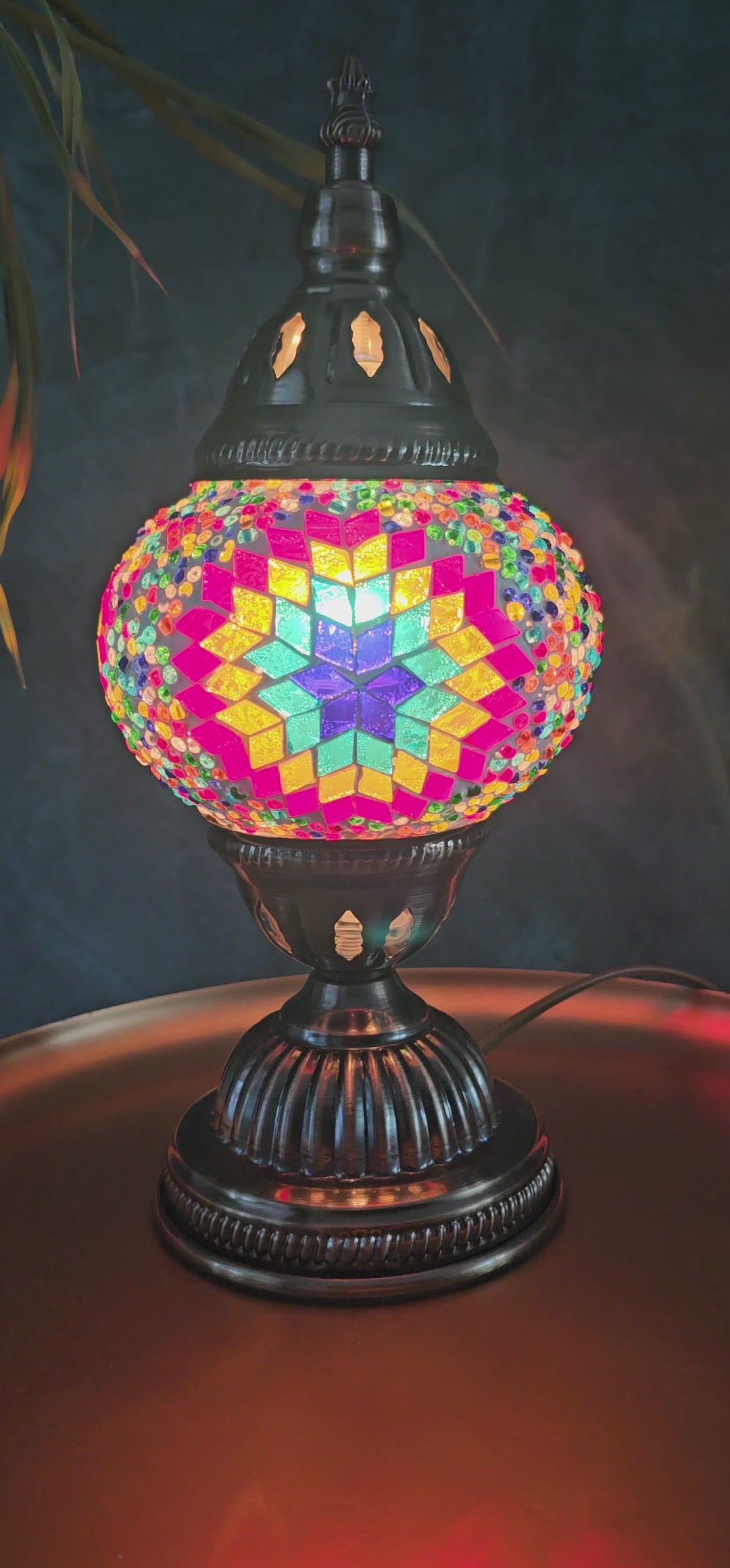 Lampe mosaïque turque – 1 globe multicolore – 28 cm